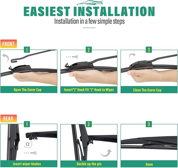 26" 16" 12" Windshield Wiper Blades Replacement for Kia Sorento 2021 2022 2023 2024 Premium All Weather Front Rear Wipers Set - OEM Quality (Pack of 3)