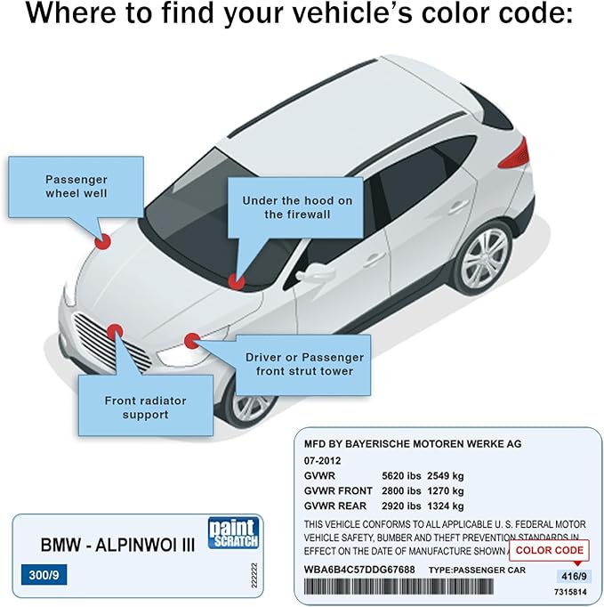 Touch Up Paint for BMW Alpine White (300)-Exact Match–Chips and Nicks TouchUp Paint Pen Scratch Repair Car Accessories Car Paint Pen for Erase Car Scratches