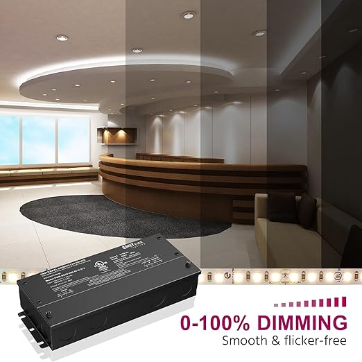 EMITEVER 96W Dimmable LED Driver,24V Dimmable Power Supply,AC to DC Transformer for LED Light,5-in-1 Dimming: ELV/MLV/TRIAC/ 0-10V/ 1-10V/10V PWM/Potentiometer,Waterproof IP67 and UL Listed,Class 2
