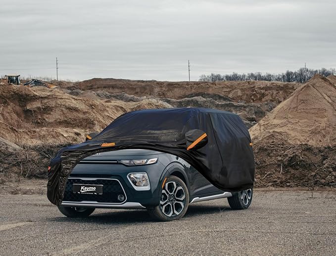 Kayme 7 Layers SUV Car Cover Custom Fit for Kia Soul (2009-2025) Waterproof All Weather for Automobiles, Outdoor Full Cover Rain Sun UV Protection.Black