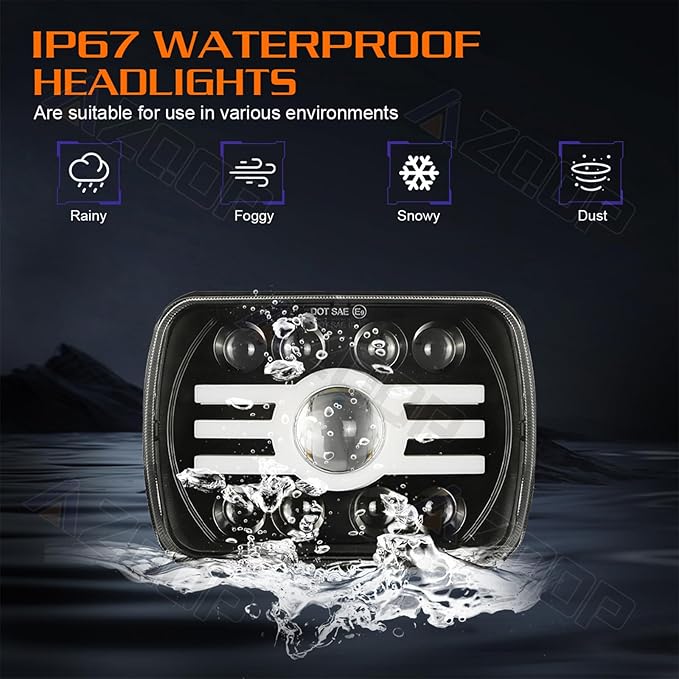 5x7 7x6 Inch LED Headlights, H6054 80W Headlights, Turn Signals, DOT Approved, High/Low Beam, DRL, Compatible with Jeep Wrangler YJ, Cherokee XJ, Chevy Express, Ford F150, Cars, Trucks, Pickups