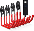 3-H Large Garden Hose Holder Wall Mount 4 Pack,Solid Steel Hose Hanger,Water Hose Holders for Outside,Perfect for Hanging Outdoor Air Hose,Ropes,Pipes,Garden Tools,Ladders,Bikes,Bulk Items(Red)