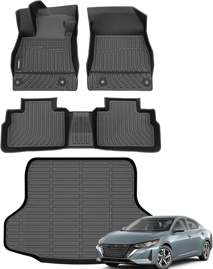 ANBINGO®-Floor Mats& Cargo Liner for Nissan Sentra 2020-2026 S/SV/SR Sedan,All Weather Sentra Car Liner Protection TPE Custom Sentra Accessories Black