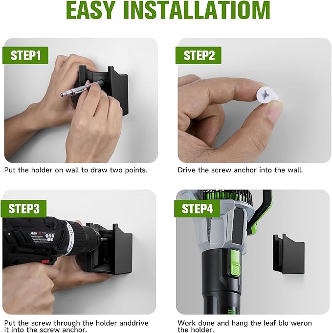 Leaf Blower Wall Mount Holder Compatible with EGO 765 CFM Power+ LB7654 & LB7650, Black ABS Wall Mount Bracket for Leaf Blower Storage