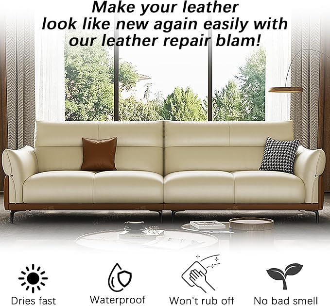 Leather Recoloring Balm, Leather Color Restorer Conditioner, Leather Restorer for Couches Paint, Leather Scratch Remover, Scratch Leather Faded Repair Kits for Vinyl Furniture (Ivory, 75ML)