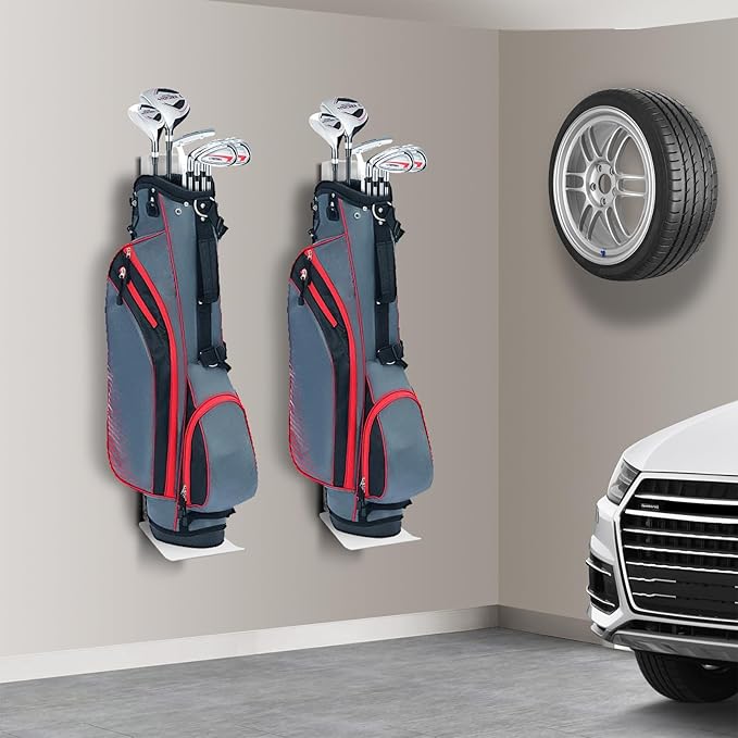Wall Mount Golf Bag Storage Stand Organizer Rack for Garage, Air Spring Sliding System Single Golf Bag Holder for Wall, Golf Storage Organizer for Golfing Clubs, Home, Basement