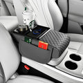 Upgrade Arm Rest Cover for Car, 5-in-1 Middle Console Cover Cushion Pad with Cup Holders & Side Pockets, Center Armrest Storage Box, Gray