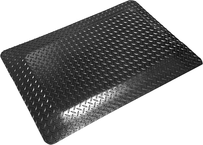 Rhino Mats, American Classic Diamond Anti-Fatigue Mats, Industrial Ergonomic Comfort Standing Mat for Work, Home, Garage, Office, Kitchen or Anywhere (Black 1" Thick, 4 FT. x 18 FT.)