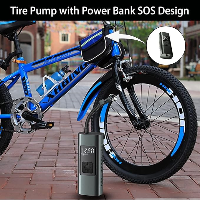 Tire Inflator Portable Air Compressor: Cordless Air Pump for Car Bike Motorcycle