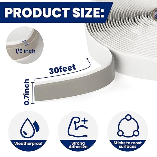 ADHES Premium Butyl Sealant Tape 3/4" x 30 'x 1/8", 2 Rolls Gray Butyl Rubber Sealant Tape for RVs, Vehicles, Marine and Home Repair – Ideal for Headlights, Windows, Doors, and Windshields