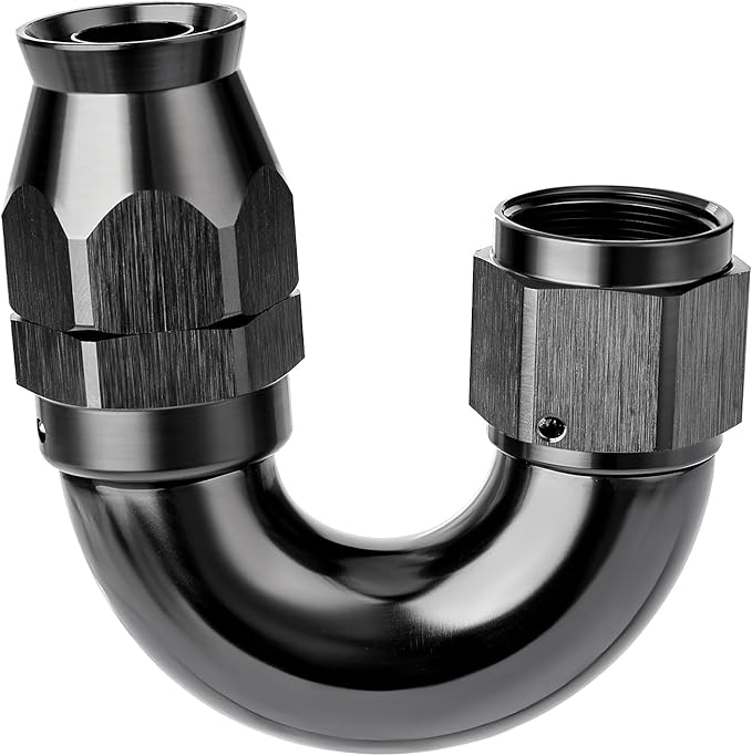 EVIL ENERGY 12AN 180 Degree PTFE One Piece Full Flow End Hose Fitting Aluminum Black
