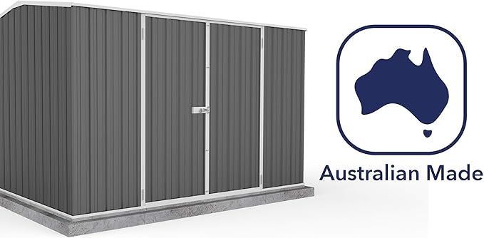 Premier Storage Sheds, 10'x7' Metal Garage, DIY Backyard Shed, Utility Tool Storage, Weather & Wind Resistant Aluminum Panels & Steel Frame, Maintenance-Free, 12 Year Warranty, Woodland Gray