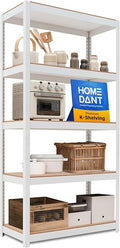 HOMEDANT House 5-Tier Laminated Metal Shelving Unit Adjustable Storage Utility Rack Heavy Duty Shelves Organization Multipurpose Shelf Kitchen Garage Pantry Closet 1Pack