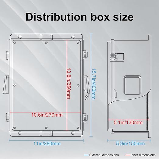 Outdoor Electrical Junction Box, ABS Water Resistant Enclosure with Internal Mounting Panel & Hinged Cover (16"H* 12"L* 5.9"W & Thermostat)