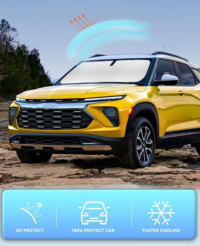 Windshield Sun Shade Car Sunshade for Chevrolet Chevy Trailblazer 2021-2025 2026 Accessories Windshield Sun Visor Cover for Trailblazer Front Window Shield Protector Block Heat UV Rays Keep Car Cooler