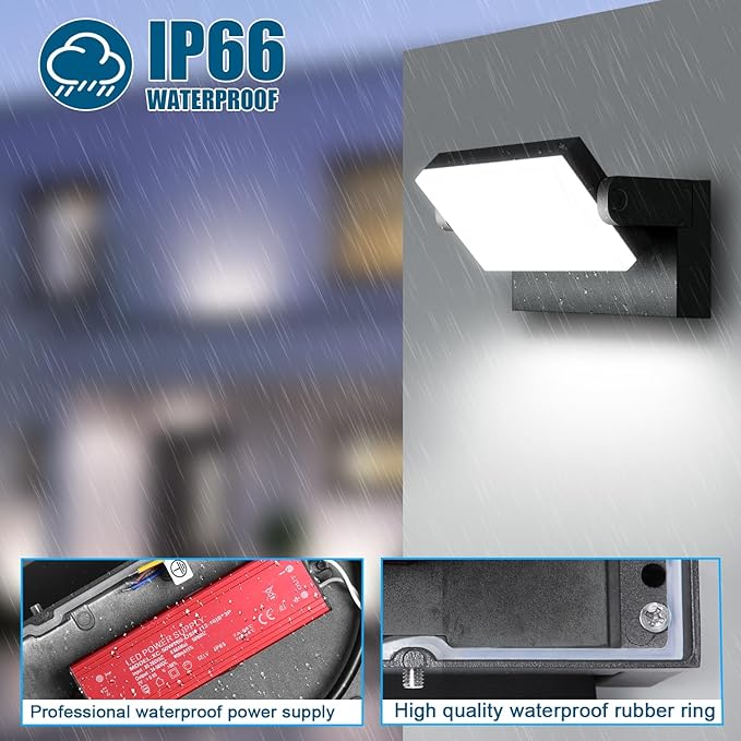 40W LED Wall Light, 4000LM 5000K 360° Wide-Angle Exterior Wall Floodlights, IP66 Waterproof Commercial Outdoor Wall Mount Fixture Wall Pack Security Ideal Lighting for Garage(4 Packs)