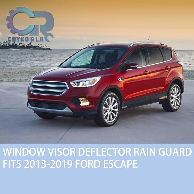 Rain Guards Fit for 2013-2019 Ford Escape, Tape-On Window Visors Shield, Smoke Tinted Vent Guard Deflector, Outside Mount Vent Visors,2013 2014 2015 2016 2017 2018 2019