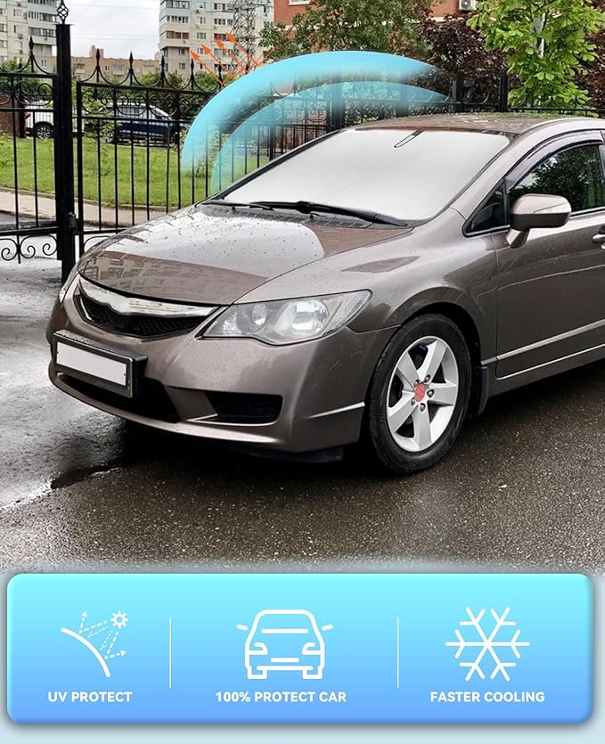Sun Shade Windshield Sunshades Cover for Honda Civic 2006-2009 2010 2011 Sun Visor Protector Window Shields Fits Civic Sedan, Coupe, Hatchback, LX, EX, EX-L, Sport,Touring Accessories Sun Blocker