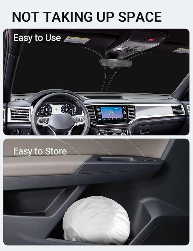 Proadsy for Volkswagen Atlas 2018-2024 2025 Windshield Sun Shade 4-Layer Foldable Front Sunshade Protector Sun Visor Blocks UV Rays Keep Car Cooler