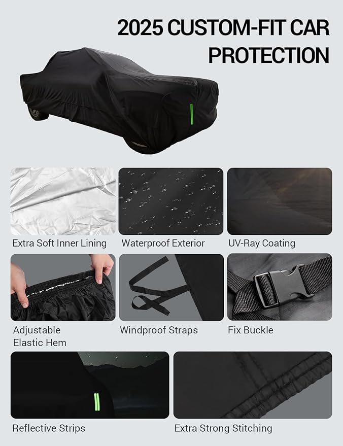 Proadsy 2025 Upgrade Car Cover for Ford F150 4 Door 2015-2024 2025 Extended Cab 6.5-ft Bed, Windproof All Weather Waterproof Sun Rain UV Dust Snow Protection Full Outdoor Indoor Exterior Car Cover