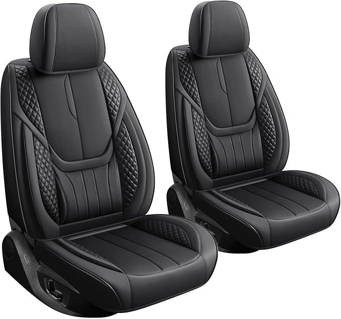 Car Seat Covers Full Set - Universal Seat Covers for Cars SUV Truck – Faux Leather Automotive Seat Covers, Breathable & Waterproof Front and Rear Seat Protectors, Fit for Most Cars-Black