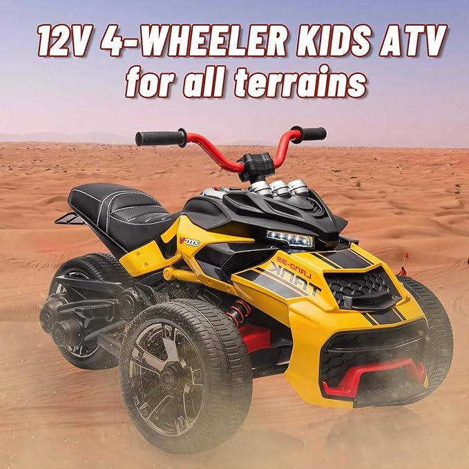 12V Kids Electric Ride-On Car with Parent Remote Control, 7MPH, 2 Speeds, 2x55W Motor, LED Lights, Music, USB & EVA Tires, 3 Wheel Battery Powered Toy Vehicle for Toddlers