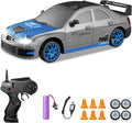 RC Drift Car, 1/24 2.4GHz 4WD Remote Control Car High Speed Drift RC Cars with LED Lights, Rechargeable Battery and Drifting Tires Racing Toy Cars for Kids Boys Girls Adults(Grey)