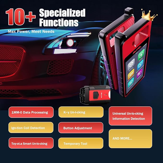 Autel KM100 Scanner Same as KM100X/E, Lite of IM508S Pro IM608 PRO 2 Programming Tool Free Update OBD Learning On 99% Car, Scan VIN/License Built-in APB112