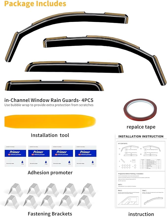 in-Channel Window Rain Guards Fit for Truck Toyota Tacoma 2016-2023 Double Cab Extra Durable Window Visors Window Deflectors Vent Visors Vent Shades Car Accessories-4 pcs 2-Q05