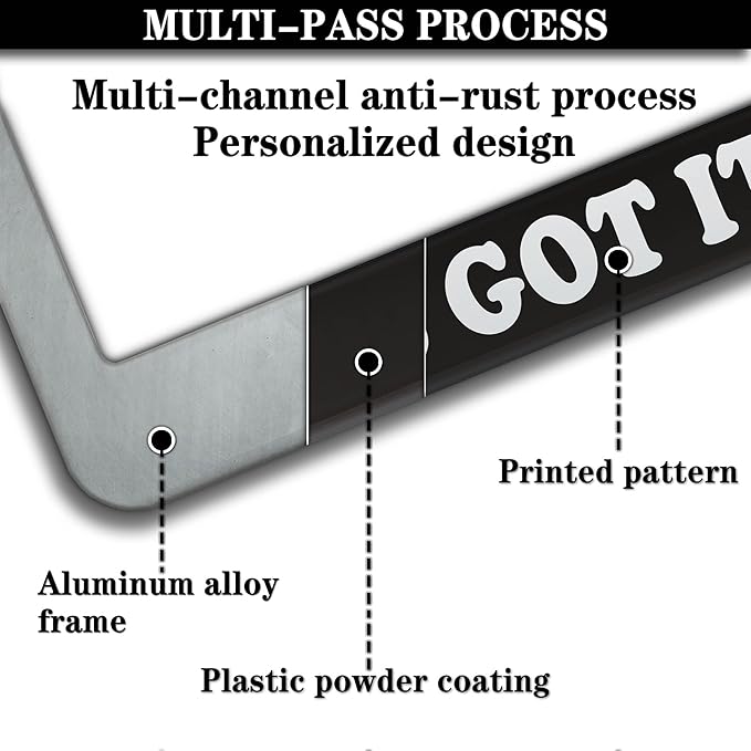 License Plate Frames Black and White License Plate Frame No Worries, God’s Got It Covered Universal Aluminum Car Accessory 2 Pack with Screw Covers Set