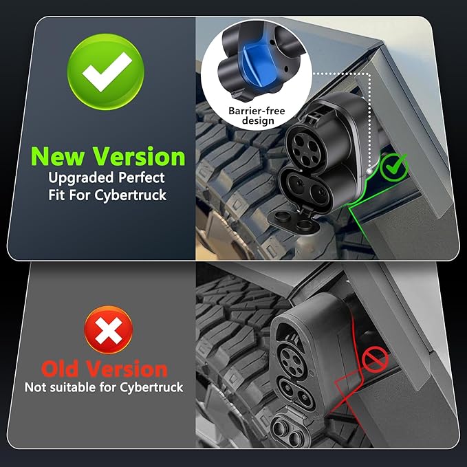 2025 Upgraded Cybertruck 2 in1 CCS & J1772 to Tesla (NACS) Adapter,250KW Fast Charging for Tesla Model 3/Y/S/X/Cybertruck, Compatible with CCS1 DC & J1772 AC Stations, Supports Level 1/2/3 Chargers