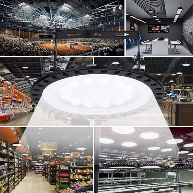 Viugreum 5 PACK 100W UFO LED High Bay Light, 10000LM 6500K Daylight White LED Warehouse Lighting, Alternative to 500W MH/HPS, IP65 Waterproof Commercial Bay Lighting for Garage Barn Workshop