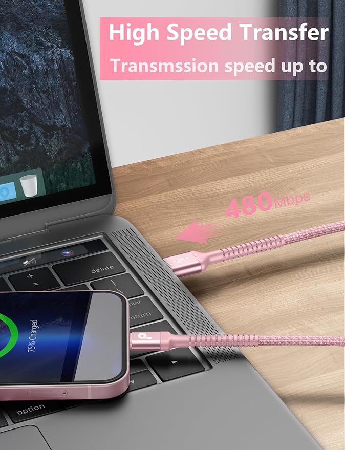 Long iPhone Charger 10FT, 2Pack Lightning Cable [Apple MFi Certified] iPhone Charger Cord USB to Lightning Cable Compatible with iPhone 14/13/12/11 Pro Max/XS MAX/XR/8/7/Plus/6S/5S/iPad (Pink)