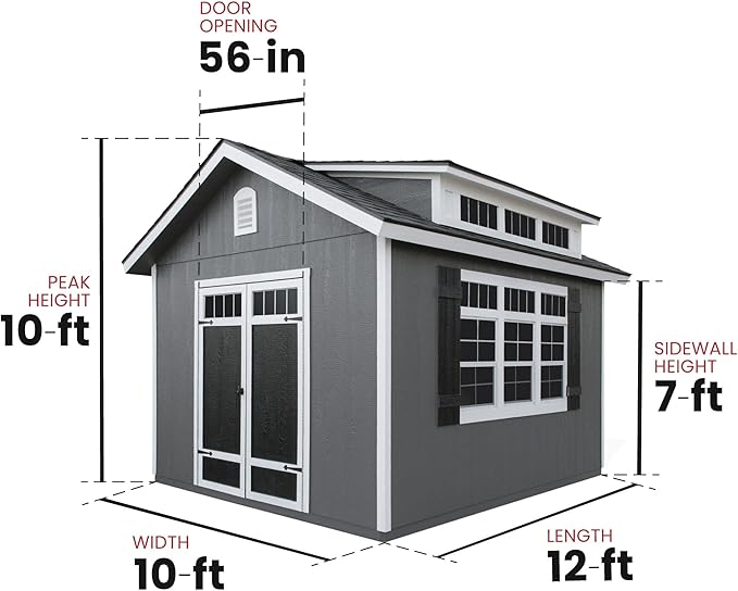 Handy Home Products Windemere 10x12 Do-it-Yourself Wooden Storage Shed with Floor, Beige