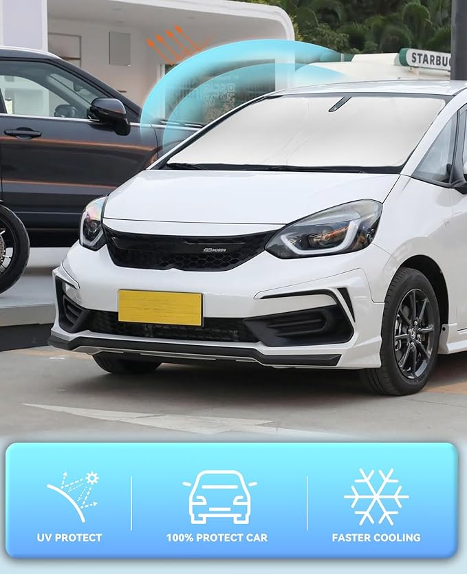Sunshades Windshield Cover for Honda Fit 2007-2015 2020-2024 2025 Accessories Sun Shade Car Front Window Shields Protector Fits Honda Fit EX EXL Sport Engine Sun Visor Blocks UV Rays