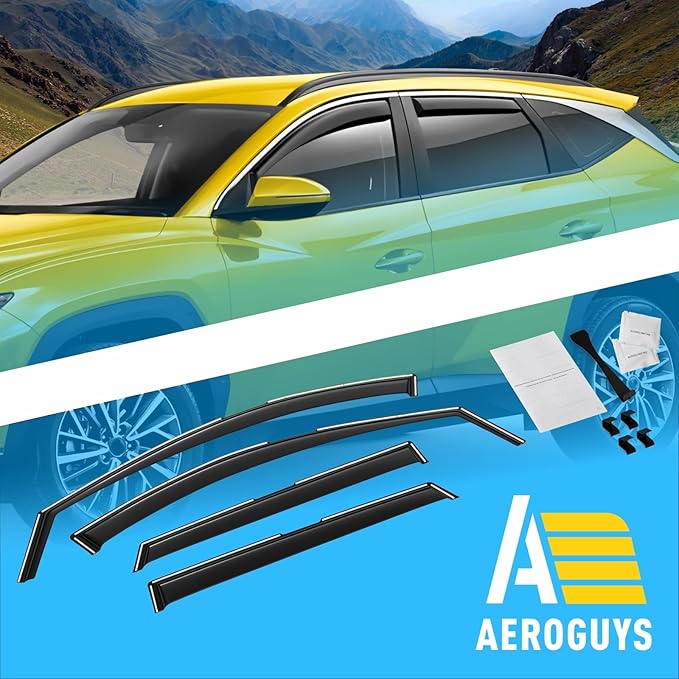 Extra Durable Window Deflectors in-Channel Window Visors Rain Guards Fit for Hyundai Tucson 2022-2025, Sun Visors, Wind Vent for Shades, Exterior Car Accessories - 4pcs. AG0943