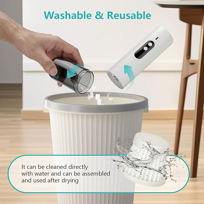 Mini Car Vacuum, 5 in 1 Cordless Handheld Vacuum Cleaner 16800Pa Suction Power, Type-C Charge & LED Display, Multi-Nozzles, Blowing & Inflating Lighting Modes Portable Vacuum for Car Office Pet Home