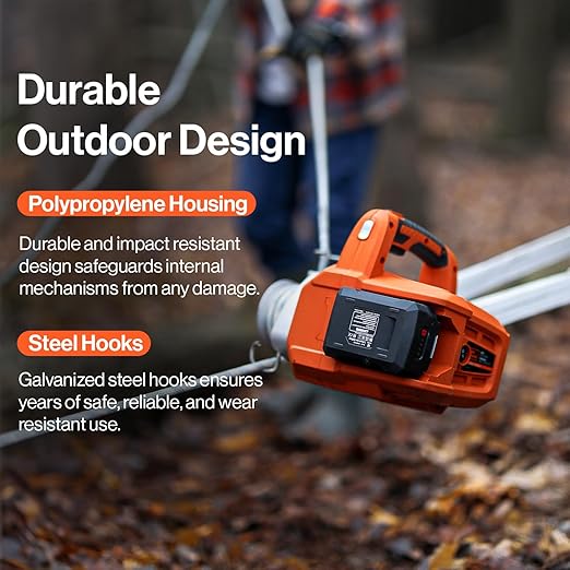 SuperHandy Electric Portable Capstan Winch, Brushless Motor, 1000-2000 lbs Max Pulling Force, Includes 100ft Low-Stretch Rope, Battery & Charger - Ideal for Forestry, Hunting, Off-Road