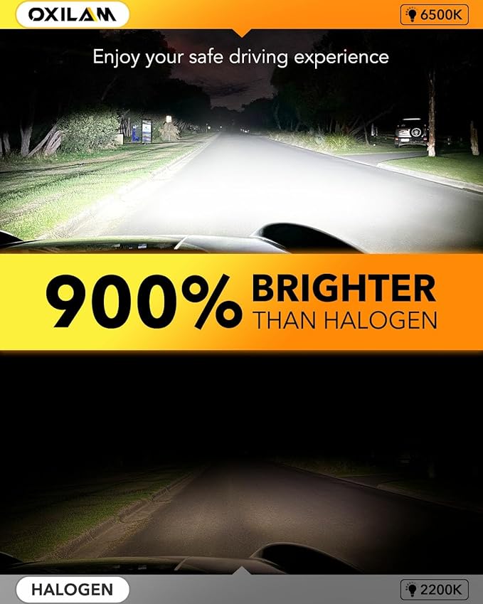 OXILAM 9005 9006 LED Bulb Combo HB-3 HB-4 Bulbs, 80000LM 900% Ultra-Bright, 5 Min Quick Install, 20 Years Lifespan, No Flicker, Plug and Play, Pack of 4