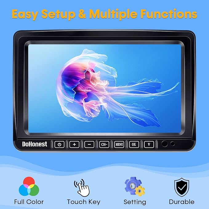 Wireless RV Backup Camera 7-inch for Trailer: Easy Setup Solar RV Rear View Camera with Recording - 4 Channels Strong Magnetic HD 1080P Long-Battery Life for Camper, Truck, Fifth Wheel
