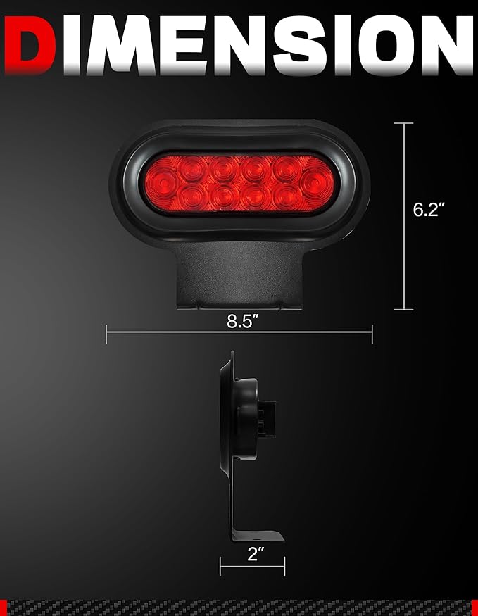 Young Bike Rack Brake Light & Plate Kit, 6 Inch 10LEDs Oval Red LED Tail Light 2PCS, FMVSS108 Certified, Waterproof Stop Turn Signal Tail Lights. Fits Young Hitch Racks #10104186