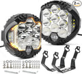 LIGBT 2PCS 7 Inch Round LED Offroad Light with DRL 90W LED Off Road Lights Super Bright Driving Spot Light Bar with Amber DRL Side Shooter Lights Waterproof 12V 24V for Pickup Trucks SUV UTV