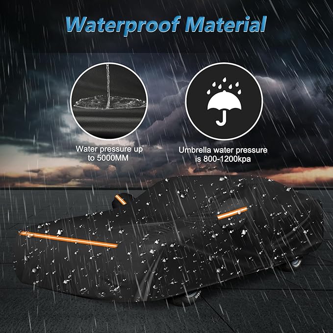 Car Cover for Dodge Charger 1968-1974, Waterproof 210D Oxford Cloth and Cotton Cover Outdoor Full Car Covers with Zipper Windproof Heavy Duty All Weather with Wind, Sun, UV and Dust Protectio
