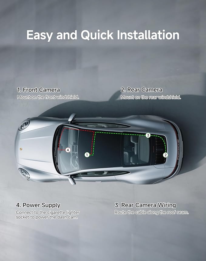 Dash Cam Front and Rear: 4K+2K Dash Camera for Cars - Dashcam Built-in WiFi APP Control 64GB Included 3.39" Touchscreen 24H Parking Monitor WDR Night Vision Loop Recording Collision Detection(X5)