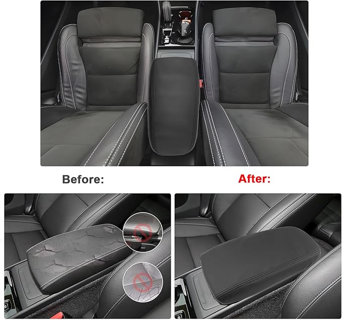 SXCY for 2025 XC40 Armrest Cover for Volvo XC40 2018-2025 Accessories 2025 XC40 Center Console Cover 2025 XC40 Middle Console Cover (Black Line Thin Cover)