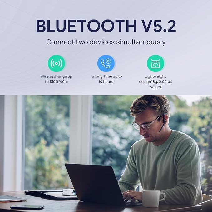 Yealink BH71 Pro Bluetooth Headset with USB Dongle, Teams Certified, 4 Noise Cancelling Microphone, Fit for Computer Laptops, Wireless Earpiece for Business Office Work Calling