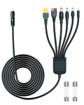 Car Charging Cable Compatible with Jackery Anker EcoFlow 16AWG Car Cigarette Lighter Charger to 6 in 1 Cable Cigarette Lighter Charging for Portable Power Station