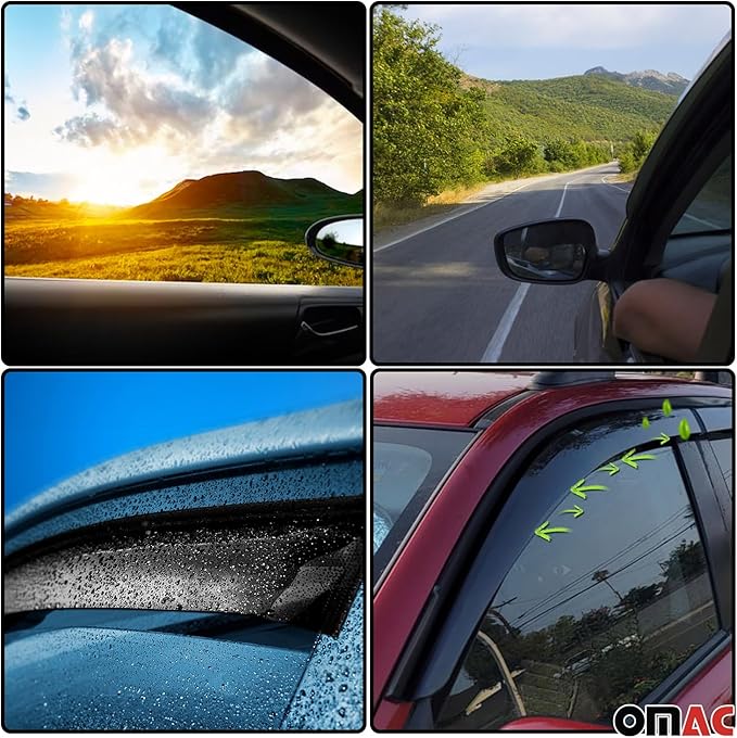 OMAC Window Visor Vent Rain Guard Deflector for Hyundai Tucson 2010-2015 Smoke 4 Pcs