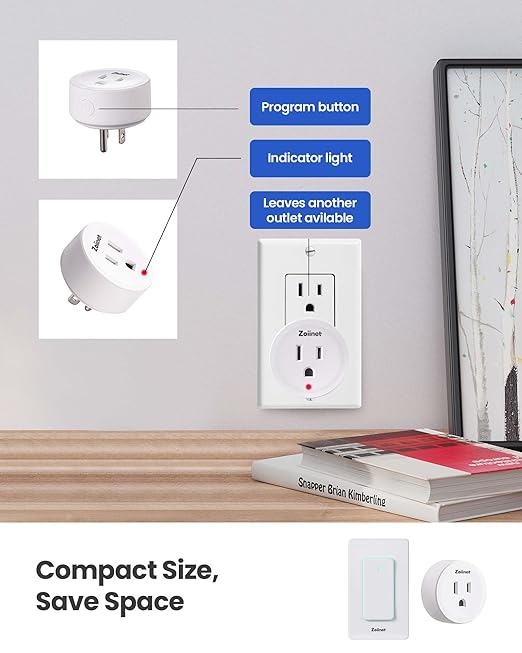 Remote Control Outlet Plug Switch, Buckle Design & Removable Wireless Light Switch, No Wiring Needed, 300 ft, 15A/1500W, Programmable, for Household Appliances(2 Pack)