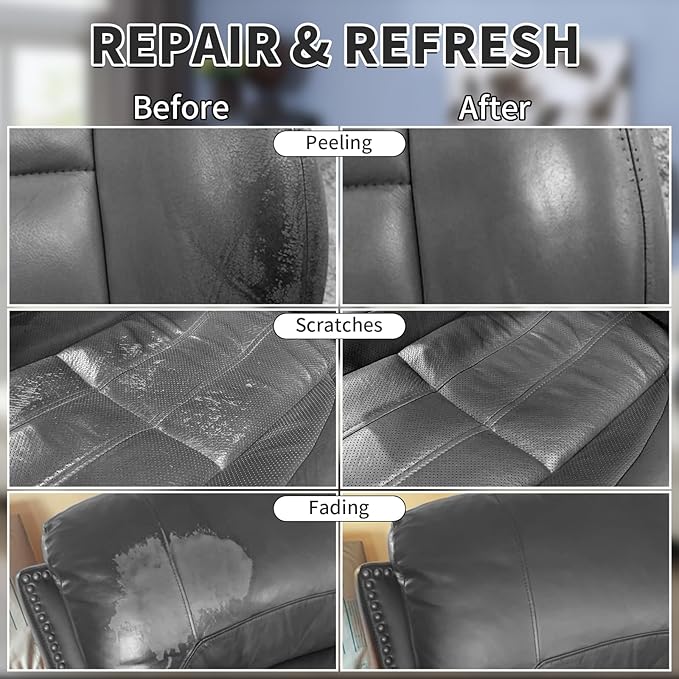 Dark Gray Leather Recoloring Balm with 100ml Mink Oil,Leather Couch Scratch Remover,Leather Repair kit for Vinyl Furniture and Car Interior,Leather Dye Paint,Mink Oil for Leather